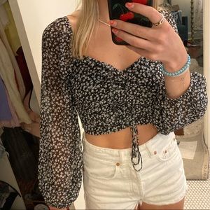 Adjustable flower print blouse